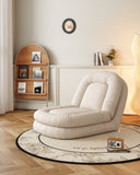 Beige Modern Convertible Sleeper Sofa Bed in Plush Teddy Velvet