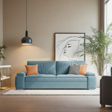 Velvet Modern Convertible Sleeper Sofa Bed with Storage & Pull-Out Couch - Available in Blue, Deep Grey, Light Grey