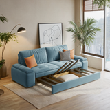 Velvet Modern Convertible Sleeper Sofa Bed with Storage & Pull-Out Couch - Available in Blue, Deep Grey, Light Grey