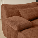 Luxurious Corduroy L-Shaped Sectional Sofa with Ottoman in Green & Brown