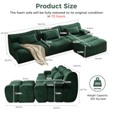 Luxurious Corduroy L-Shaped Sectional Sofa with Ottoman in Green & Brown