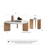 Modern White Terrazzo & Wooden End Table Set – Round Coffee Side Tables