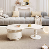 Modern White Coffee Table with Storage - MDF Material, Irregular Shape & Elegant Design
