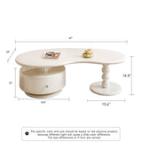 Modern White Coffee Table with Storage - MDF Material, Irregular Shape & Elegant Design