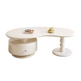 Modern White Coffee Table with Storage - MDF Material, Irregular Shape & Elegant Design