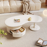 Modern White Coffee Table with Storage - MDF Material, Irregular Shape & Elegant Design