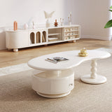 Modern White Coffee Table with Storage - MDF Material, Irregular Shape & Elegant Design