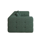 WEHOMZ Contemporary Green Love Seat with Chenille Velvet, Tuxedo Arms & Tufted Detailing