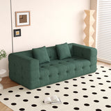 WEHOMZ Contemporary Green Love Seat with Chenille Velvet, Tuxedo Arms & Tufted Detailing