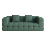 WEHOMZ Contemporary Green Love Seat with Chenille Velvet, Tuxedo Arms & Tufted Detailing