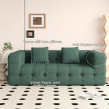 WEHOMZ Contemporary Green Love Seat with Chenille Velvet, Tuxedo Arms & Tufted Detailing