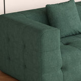 WEHOMZ Contemporary Green Love Seat with Chenille Velvet, Tuxedo Arms & Tufted Detailing