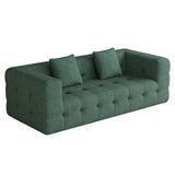 WEHOMZ Contemporary Green Love Seat with Chenille Velvet, Tuxedo Arms & Tufted Detailing