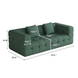 WEHOMZ Contemporary Green Love Seat with Chenille Velvet, Tuxedo Arms & Tufted Detailing