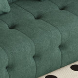 WEHOMZ Contemporary Green Love Seat with Chenille Velvet, Tuxedo Arms & Tufted Detailing
