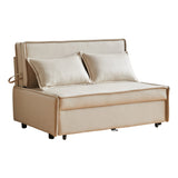 Beige Modern Loveseat Sleeper Sofa Bed with Upholstered Fabric & Metal Legs