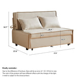 Beige Modern Loveseat Sleeper Sofa Bed with Upholstered Fabric & Metal Legs