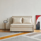 Beige Modern Loveseat Sleeper Sofa Bed with Upholstered Fabric & Metal Legs