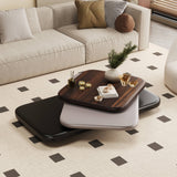 Modern Minimalist Rotating Coffee Table in Brown MDF & Solid Wood
