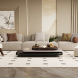 Modern Minimalist Rotating Coffee Table in Brown MDF & Solid Wood