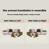 Modern Minimalist Folding Sofa Bed with Reversible Armrests, Adjustable Side Table & Eco Leather