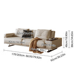 Modern Minimalist Folding Sofa Bed with Reversible Armrests, Adjustable Side Table & Eco Leather