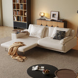 Modern Minimalist Folding Sofa Bed with Reversible Armrests, Adjustable Side Table & Eco Leather