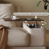Modern Minimalist Folding Sofa Bed with Reversible Armrests, Adjustable Side Table & Eco Leather