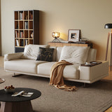 Modern Minimalist Folding Sofa Bed with Reversible Armrests, Adjustable Side Table & Eco Leather