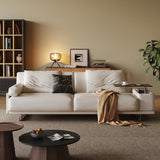 Modern Minimalist Folding Sofa Bed with Reversible Armrests, Adjustable Side Table & Eco Leather