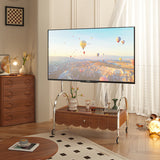 Modern Brown Wooden TV Stand with Storage & Wheels - Mobile Media Console