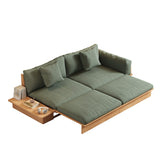 Modern Pull-Out Floor Sofa Bed with Reversible Armrests, Lift-Top Storage in Beige & Green or Coffee Color