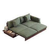 Modern Pull-Out Floor Sofa Bed with Reversible Armrests, Lift-Top Storage in Beige & Green or Coffee Color
