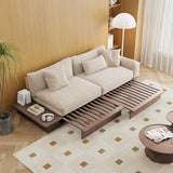 Modern Pull-Out Floor Sofa Bed with Reversible Armrests, Lift-Top Storage in Beige & Green or Coffee Color