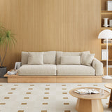 Modern Pull-Out Floor Sofa Bed with Reversible Armrests, Lift-Top Storage in Beige & Green or Coffee Color