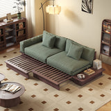 Modern Pull-Out Floor Sofa Bed with Reversible Armrests, Lift-Top Storage in Beige & Green or Coffee Color