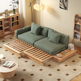 Modern Pull-Out Floor Sofa Bed with Reversible Armrests, Lift-Top Storage in Beige & Green or Coffee Color