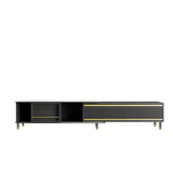 Modern Black MDF TV Stand with 3 Drawers & Sintered Stone Top