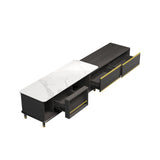 Modern Black MDF TV Stand with 3 Drawers & Sintered Stone Top