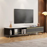 Modern Black MDF TV Stand with 3 Drawers & Sintered Stone Top
