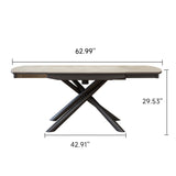 WEHOMZ Modern Extendable Rectangular Dining Table – Sintered Stone Top & Carbon Steel Base
