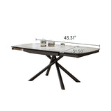 WEHOMZ Modern Extendable Rectangular Dining Table – Sintered Stone Top & Carbon Steel Base