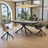 WEHOMZ Modern Extendable Rectangular Dining Table – Sintered Stone Top & Carbon Steel Base