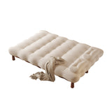 Modern Romantic Beige Velvet Convertible Sleeper Sofa Bed