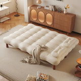 Modern Romantic Beige Velvet Convertible Sleeper Sofa Bed