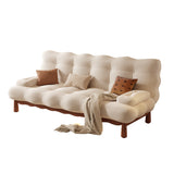 Modern Romantic Beige Velvet Convertible Sleeper Sofa Bed