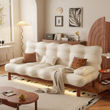 Modern Romantic Beige Velvet Convertible Sleeper Sofa Bed