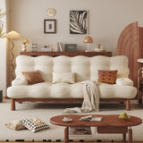Modern Romantic Beige Velvet Convertible Sleeper Sofa Bed