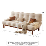 Modern Romantic Beige Velvet Convertible Sleeper Sofa Bed