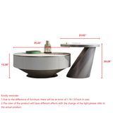 Modern White Round Nesting Coffee Tables with Storage Drawers, Sintered Stone Top, Set of 2